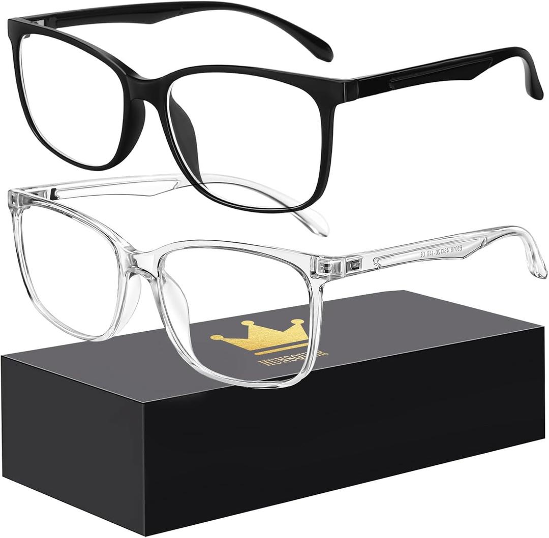 hunsquer Blue Light Glasses for Women Blue Light Blocking Glasses Men Computer Gaming Blue Screen Glasses Mens Blue Light Blocker Glasses (1black+transparent)