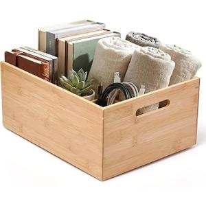Prosumer's Choice Bamboo Storage Box  Wood Crate  Bamboo Box Storage for Kitchen, Living Room, Office  Arts & Crafts Container Caddy Basket  Home Decor & Organization Accessories 14"L x 11"W x 6"H