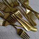 MUTNITT 47 Pcs Gold SilverwareForks  Service, Premium Stainless Steel Flatware Set, Cutlery Utensil Durable Home Kitchen Eating Tableware Include Fork Dishwasher Safe