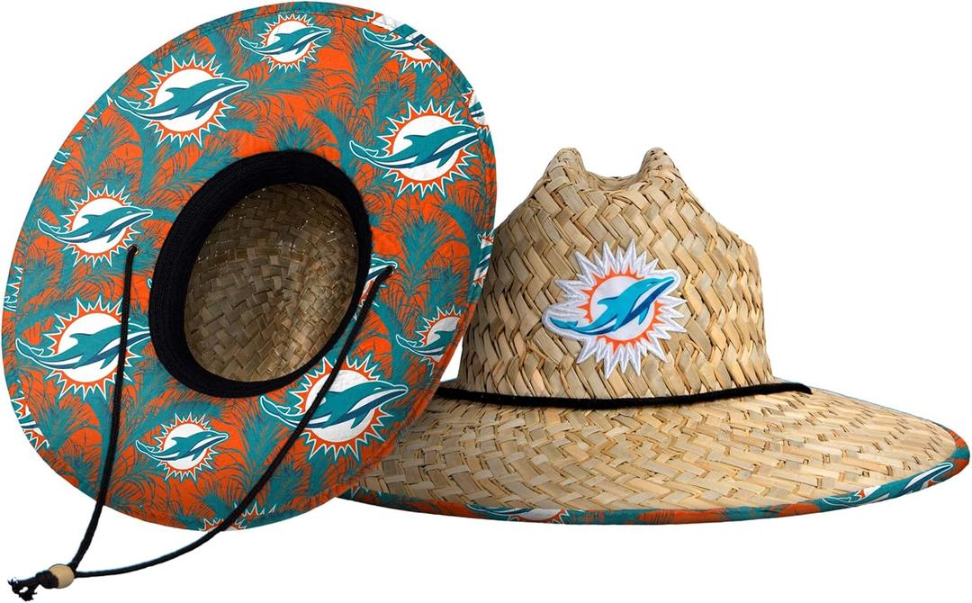 NFL Team Logo Floral Lifeguard Beach Straw Sun Hat (One Size)