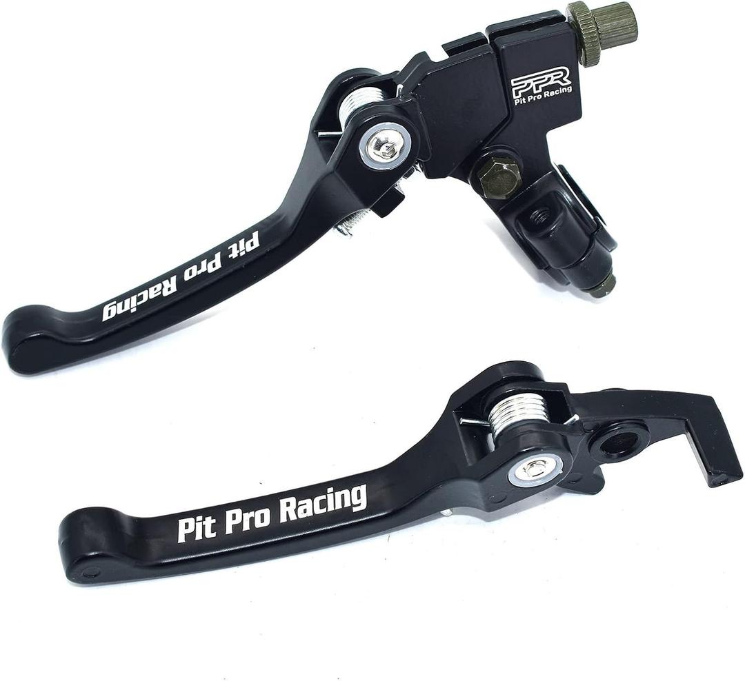 Clutch Brake Lever Set, Aluminum Alloy Folding Brake Lever Fits for 22mm 7/8 inch Handlebar 110cc 125cc 140cc TTR 125cc SSR CRF KLX Xmotos BSE KAYO Pit Dirt Bikes (Black)