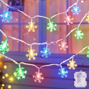 Brightown Snowflakes Multicolor LED Christmas Lights, 34 Ft, 8 Modes, Waterproof & Shatterproof for Outdoor Xmas Decor (1 Pack)