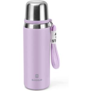 Stainless Steel thermo Bottles with cup 700ml/23.7oz Vacuum Insulated Bottle for hot and cold coffee drink water thermo flask with cup.(Purple,700ml)