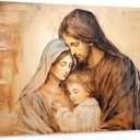 ARTZGX Holy Family Picture Virgin Mary and Jesus Canvas Wall Art Catholic Religious Christian Painting for Churches Decor Frame(Holy Family - B 16.00" x 24.00")