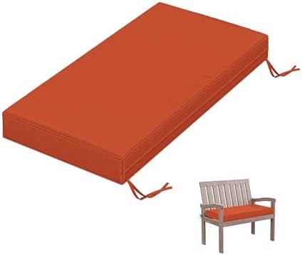 Tounosnt Outdoor Bench Cushion 36 X 18 X 3.5 Inch Thick Waterproof Patio Furniture Cushions, Patio Porch Swing Replacement Seat Pad with Tie Straps and Anti-Slip, for Backyard Garden, Orange