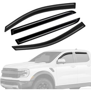 Window Visors Rain Guards Fit 2024, 2025 Ford Ranger Side Window Deflectors Vent Shades Sun Visors Tape-On Mugen Style 4PCS