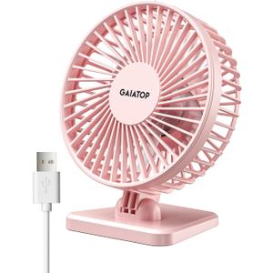 Gaiatop USB Desk Fan, Small But Powerful, Personal Portable Quiet 3 Speeds, Adjustable Mini Table Desktop fan for Cooling Home Office Car Summer Travel Gifts Pink