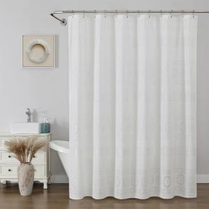 Boho Shower Curtain with Hooks, White Sheer Shower Curtain Set, Vintage Farmhouse Curtains - Waterproof Bathroom Decor for Home and Apartment, 12 Plastic Hooks Included, 72Wx72L, Sun Flower