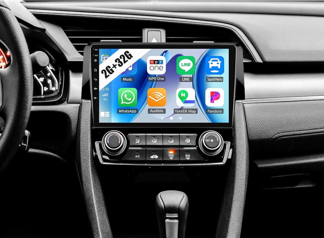 SIXWIN Update Android Car Stereo for Honda Civic 2016-2020 with Wireless Apple Carplay Android Auto Mirror Link 26UI Bluetooth 9 inch Touchscreen with GPS Navigation WiFi EQ FM Backup Camera MIC