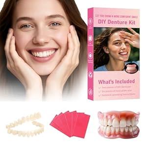 Denture Do it Yourself Full Set of Top and Bottom Fake Teeth, for Improve Smile, DIY Kit Easy and Convenient, Fake Teeth Repair Missing Teeth, Protect Your Teeth