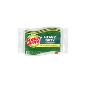 Scotch-Brite Heavy Duty Scrub Sponge, 12 Kitchen Sponges Designed for Tough Messes in the Kitchen that Last 3X Longer*, Best for Cast Iron Skillets and Outdoor Grills, Flexible, Durable, and Strong