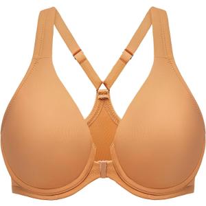 MELENECA Women's Racerback Front Closure Bras Plunge Unlined Full Coverage Seamless Underwire Bra (44C, Taupe)