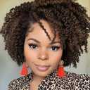 Short Kinky Curly Wigs Ombre Brown Side Part Wig Afro Curly Wig Twist Out Wigs Low Temperature Synthetic Fiber Full Hair for Black Women (1B 30)