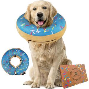 Dog Donut Collar | Inflatable Dog Cone Alternative | Great for Large Dogs (Blue)