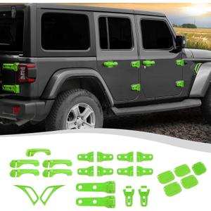 24PCS Full Set Exterior Decoration Trim Kit Fit for 2018-2026 Jeep Wrangler JL JLU 2/4 Doors, Door & Hood Hinge Covers Door Handle Side Vent Tailgate Hinge Cover Trim(Green)