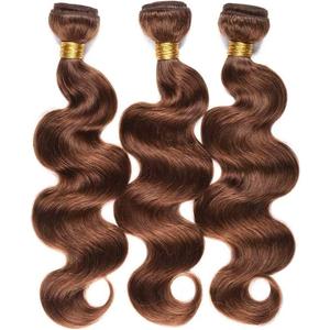 FEEL ME Brazilian Virgin Hair Body Wave 3 Bundles(14 16 18) Unprocessed Human Hair Weave Bundles 8A Mink Brazilian Hair Weave Bundles Color 4 Light Brown Hair Bundles Extensions