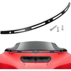 AMAZICHA Slotted Polished Windshield Trim Batwing Windshield Trim Black Compatible for Harley 2014-2024 Electra Glide, Street Glide, Ultra Limited and Tri Glide Models
