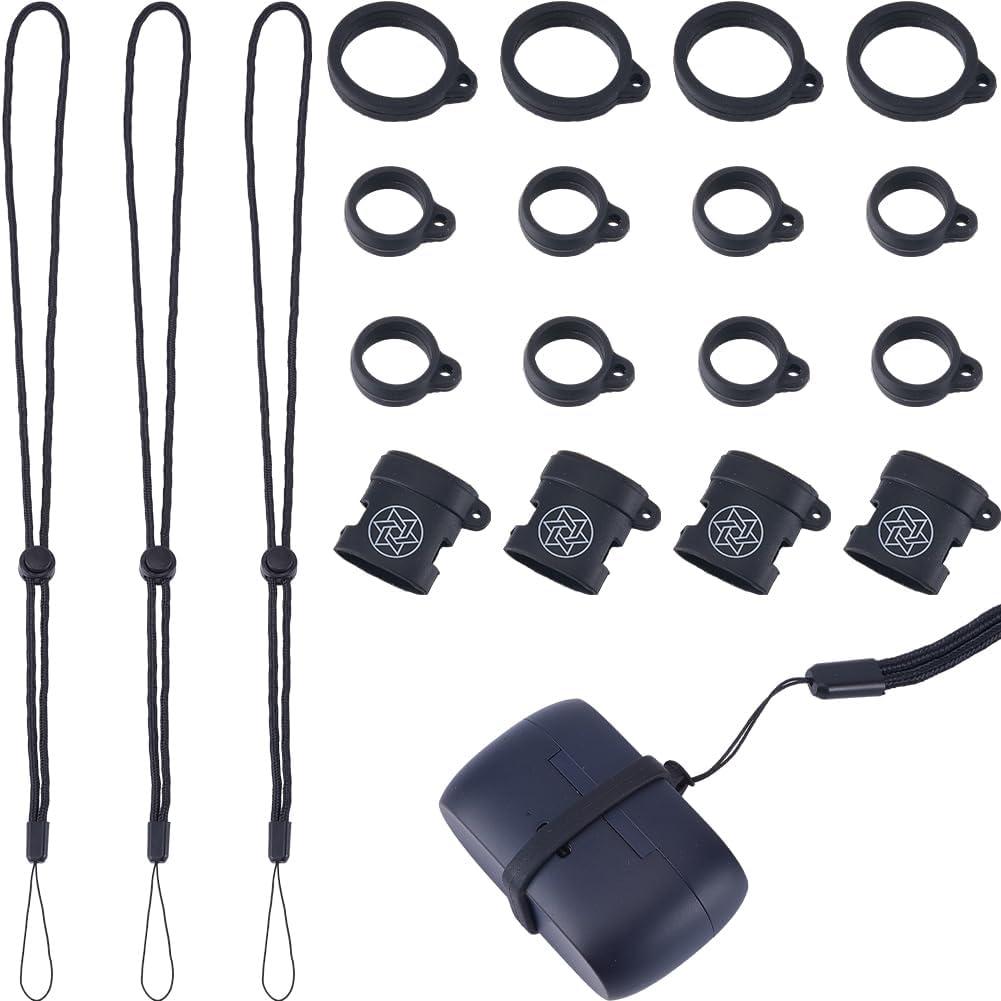 CRASPIRE 23Pcs 13-20mm Anti-Lost Lanyard Rings Set with 20Pcs Anti-Lost Silicone Rings Soft Pen Protective Holder Necklace Strap Pendant 3Pcs Adjustable Hanging Lanyards Replacement Multipurpose