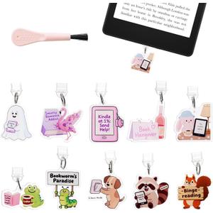 10PCS Dust Plug Charm Type C for Kindle E Reader Paper White 11th, Funny USB C Charms, Gift for Book Lover Readers Men Women Teachers Students, Accessories for E-Reader