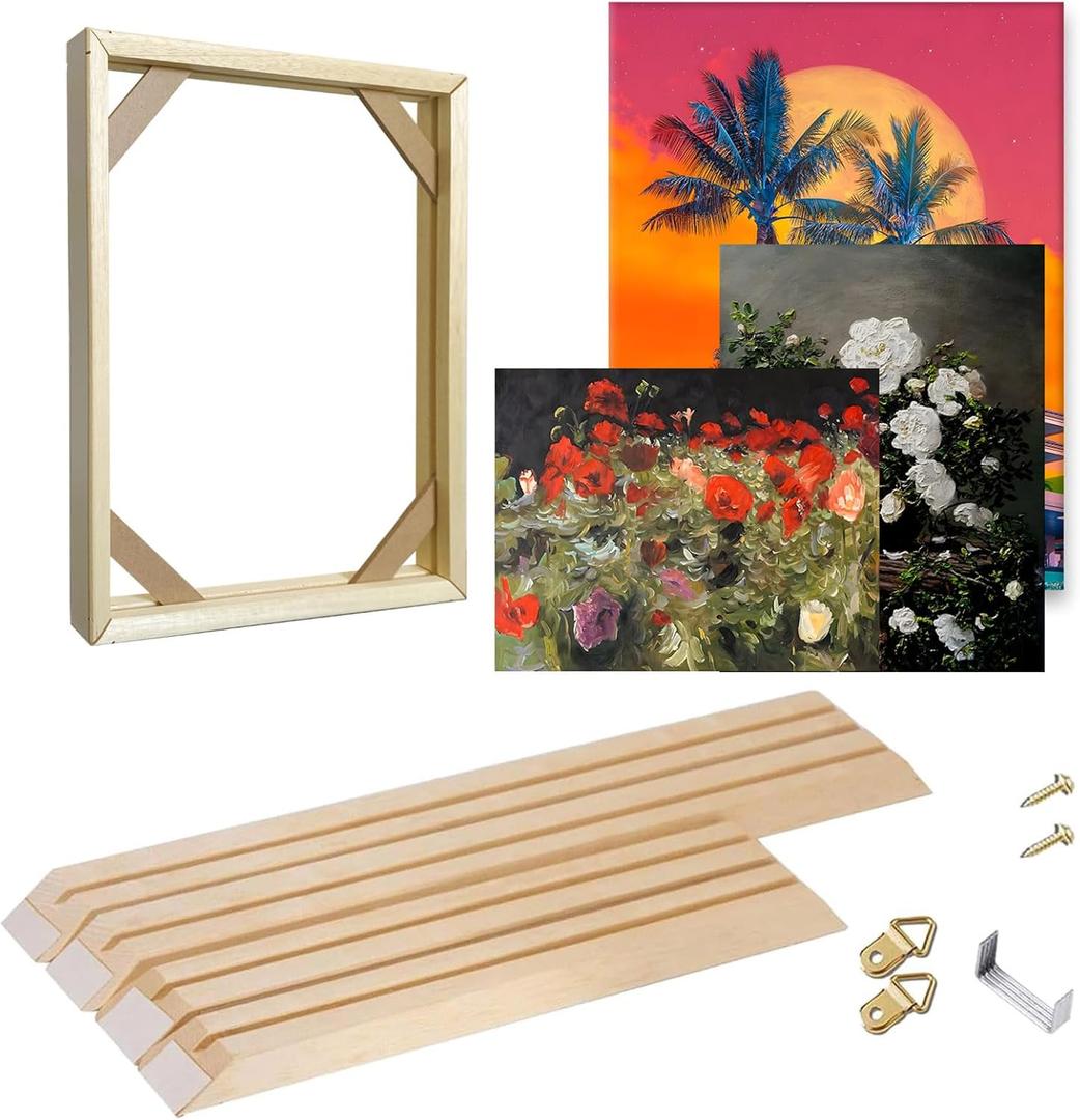DIY Wood Canvas Frame Kit: Solid Wood Stretcher Bars for Easy Assembly, Perfect for Oil Paintings, Prints, Stretching, Canvases (11"x14", 1 Set)