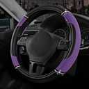 Road Comforts Leather Steering Wheel Cover - Made with PVC Leather - Anti-Slip, Universal Fit 14 1/2 inches to 15 inches - Purple