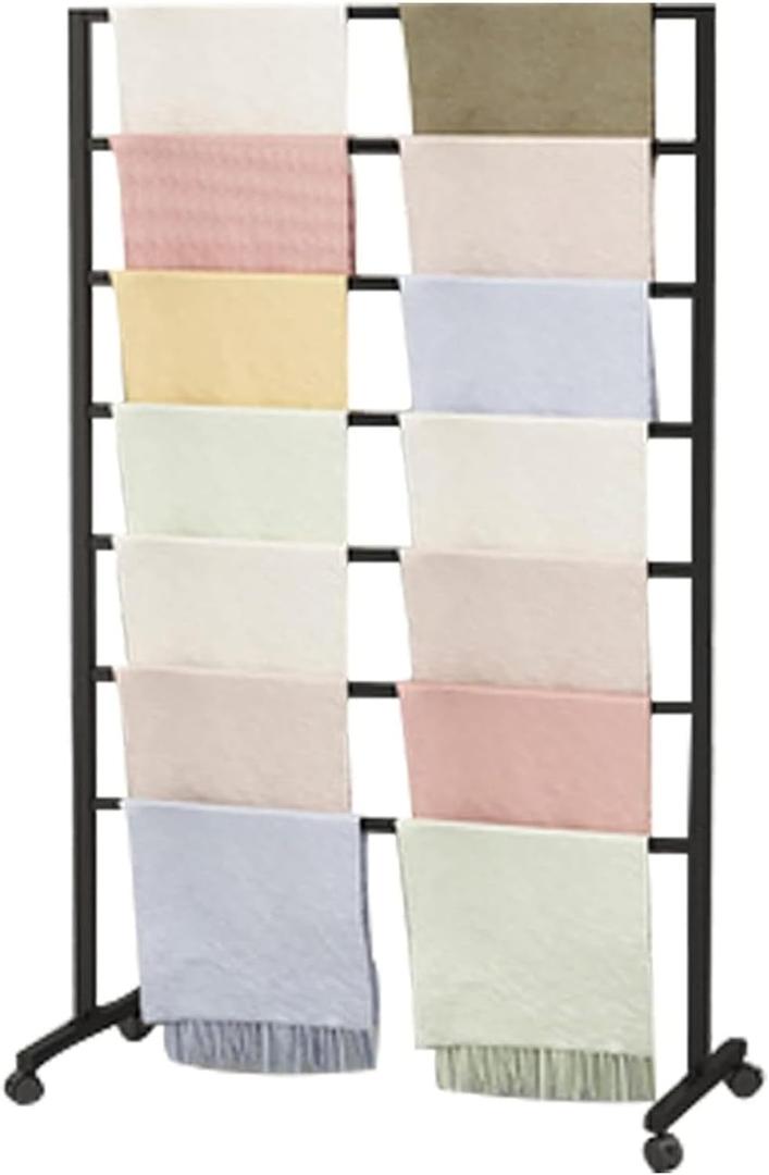 Metal Scarf Display Stand with 360 Swivel Caster Wheels, Movable Freestanding Scarf Floor Standing Display Rack, Belt Shawl Hijab Organizer for Boutique Display, Commercial Home