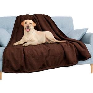 PAVILIA Waterproof Blanket for Couch, Sofa | Waterproof Dog Blanket for Large Dog, Puppy, Cat | Pet Blanket Protector | Plush Soft Warm Fuzzy Sherpa Blanket Bed Throw, Brown, 60x80