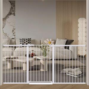 Fairy Baby 38" Extra Tall Dog Gates Indoor, 81.9"-84.6" Extra Wide Baby Gates for Large Openings, Metal Auto Close Safety Child Gate Indoor, Pressure Mounted Pet Gate No Climb Fence, White