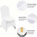 100 White Washable and Removable Universal Wedding Banquet Chair Covers with Polyester Spandex Elastic Sliding Arc Design Chair Covers
