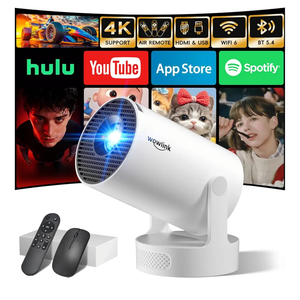 [Built-in Apps & 2026 Upgraded] Mini Projector with WiFi 6 and Bluetooth 5.4 Support 4K 1080P Auto Keystone 180° Rotatable Projector Portable Compatibile with HDMI/TV Stick/Memory Stick/Laptop, White