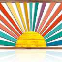 IARTTOP Large Boho Sun Wall Art Framed Wooden Art Wall Decor Sun Geometric Line Sunshine Wall Art for Living Room Bedroom Office 16""x32"", red