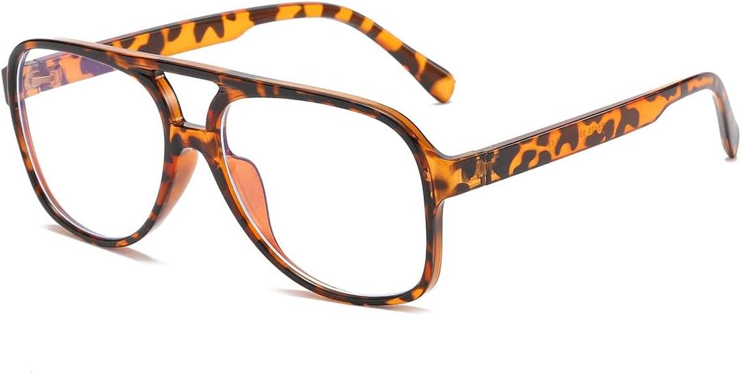 JOVAKIT Aviator Blue Light Glasses for Women Men Fashion Retro 70s Aviator Frame Computer Eye Glasses Anti Eyestrain (Brown Tortoise)