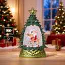 Mini Snow Globe Christmas Decorations, Glittering Santa Reindeer Small Christmas Tree Snow Globe Lighted Water Lantern for Xmas Decor Gifts
