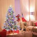 Total Tactic CM24756US-M 6 ft. Flocked Christmas Tree with 8 Lighting Modes & Multi Color LED Lights
