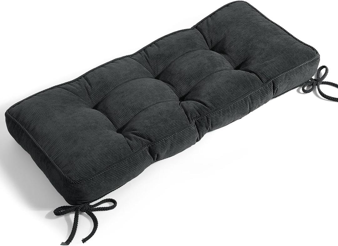 Detiblue Bench Cushion for Indoor Furniture40x15Inch Tufted Bench Seat Cushion with Non-Slip, Comfortable and Durable for Shoe/Entryway/Storage with CushionElita Deep Gray