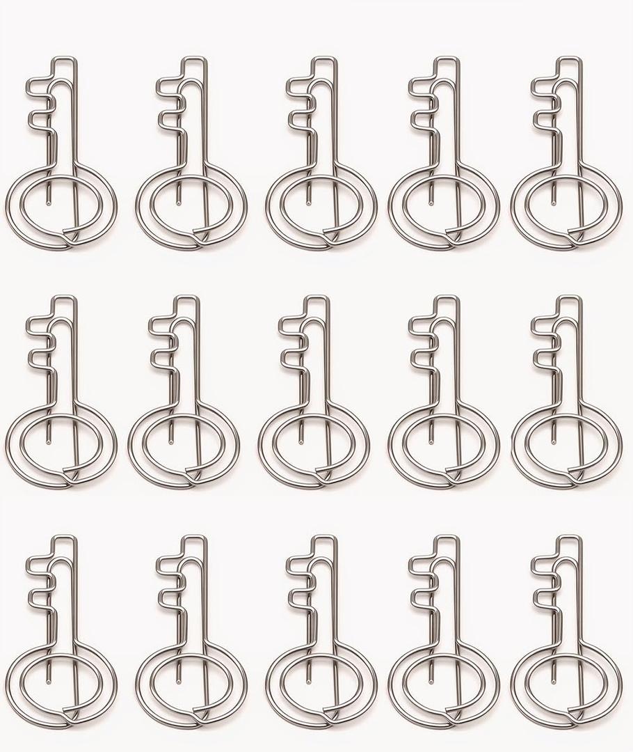 100 PCS Key Shaped Paper Clip Cute Portable Bookmark Clip Strong Metal Binder Clips Small Paper Clamps for Home School Office Document Note Sorting Organizing, Silver