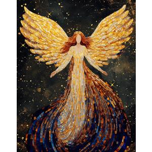5D Diamond Art Painting Kits Full Drill Round Beads Art Gems Stone Cross Stitch DIY by Number Kits Wall Decoration 12x16 inch Angel Wing