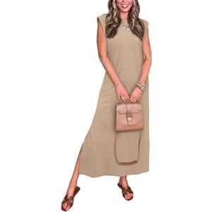 REORIA Women's Summer Vacation Long Maxi Dress Casual Sundresses Beach Dresses with Pockets (XX-Large, White Pepper)