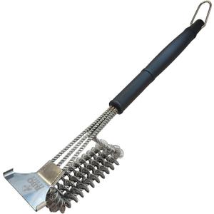 BBQ Butler Bristle Free Grill Brush - 360 Degree Grate Scraper - Safe BBQ Cleaning Grill Brush - Stainless Steel - Grilling Accessories - Gas - Charcoal - Porcelain - Ceramic - BBQ Cleaner