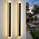 2 Pack 31.5 Inch Modern Outdoor LED Wall Lights, 3000K Warm White Long Linear Exterior Wall Sconces, IP65 Waterproof Hardwired Wall Mount Light Fixtures for Porch Garage Entryway Patio, Black