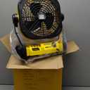 Battery Operated Fan for DeWalt 20V Max Battery (Not Included)  High Airflow Portable Cordless Camping & Jobsite Fan with 4 Speeds, AC Adapter, LED Lights & Hanging Hook for Outdoor Use