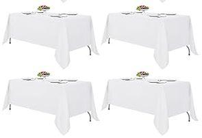 Fitable White Rectangle Tablecloths for 6 Foot Tables, 4 Pack - 70 x 108 Inches - Stain Resistant and Washable Table Clothes, Polyester Fabric Table Covers for Wedding, Party, Banquet, Buffect
