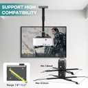 Projector Ceiling Mount with Extension Pole, Wall Projector Mount Height Adjustable, 3-in-1 Bracket for Most Projectors,Video, 44lb, Home & Office Installation (Black)
