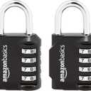 Amazon Basics 4-Digit Combination Lock for Gym and Sports, 2-Pack, Black