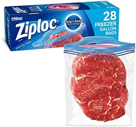 Ziploc Gallon Food Storage Freezer Bags, Grip 'n Seal Technology for Easier Grip, Open, and Close, 28 Count
