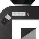 Chihein L-Shaped Desk Pad, Corner Desk Mat (45.3+ 57.1) x 15.7, Computer Office Mouse pad Writing Table Pad for Home Office - Black/Gray