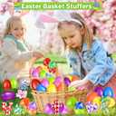 24 Pack Prefilled Easter Eggs with Snake Twist Toys, Blocks Fidget Toys Easter Gifts for Easter Hunt, Basket Stuffers Filler, Easter Party Favors, Classroom Prize, Surprise Egg