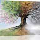 yerretin Tree of Life Wall Art Colorful Country Trees Pictures Wall Decor Rustic Four Season Canvas Painting Modern Artwork Home Decorations for Bathroom Living Room Bedroom Office Framed 24"x16"