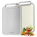 Sumzzz Stainless Steel Cutting Board for Kitchen, 2-in-1 Double-Sided Chopping Board, Food Grade Stainless Steel/PP, Easy to Clean, Large Size, Non-Slip, 16”×11”