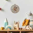 TLESKE Vintage Fall Oak Leaf Round Wall Art Decor Framed 10x10, Rustic Autumn Botanical Canvas Wall Art Prints Artwork, Neutral Beige Wall Hanging Room Door Decor Decorations for Bedroom Living Room